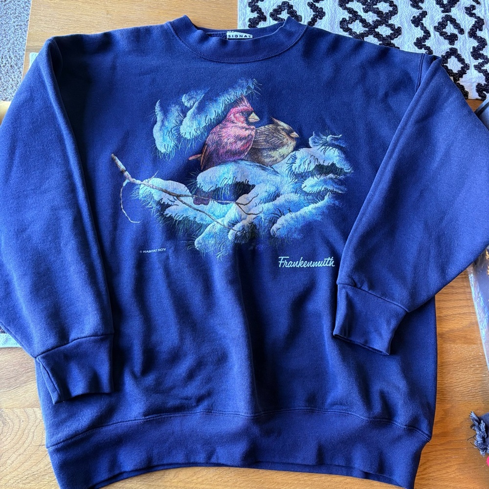 Vintage Signal Sports birds snow winter scene Sweatshirt Womens XL